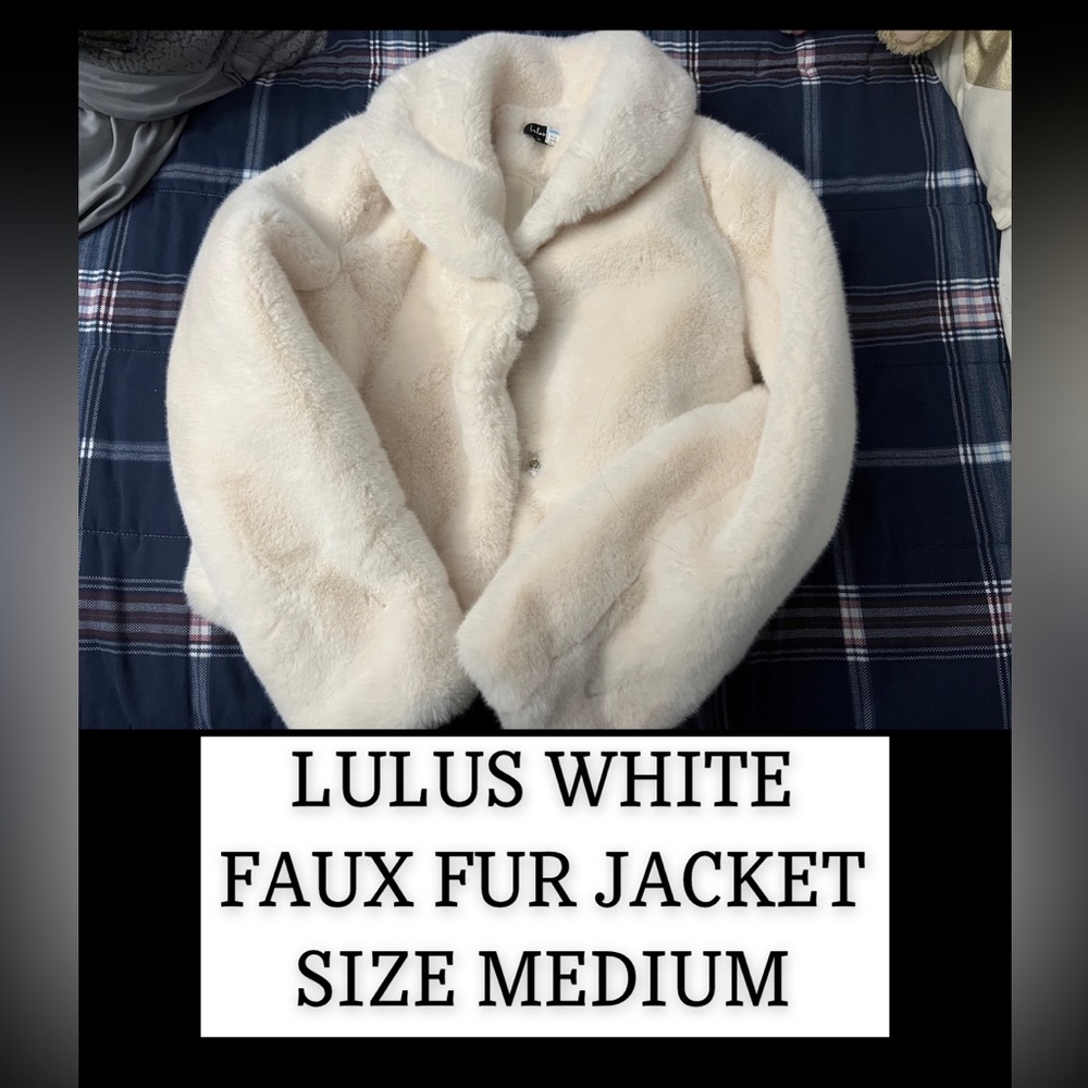 LULUS white faux fur jacket